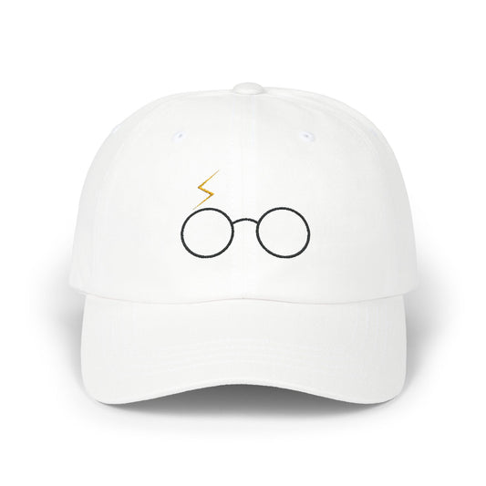 Classic Dad Cap with Harry Potter Inspired Design - White Adjustable Baseball Hat